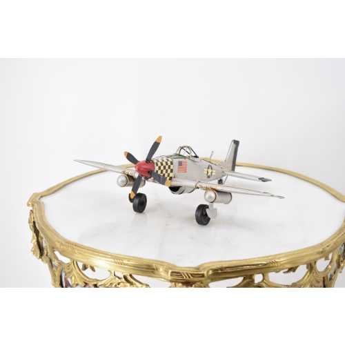 Vintage Metal Airplane Model – P-51D Military Plane, Collector Decor