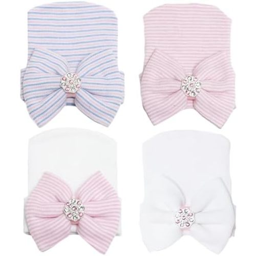 Newborn Baby Girl Hats with Bow No Scratch Cotton Toddler Infant Hat Beanie Caps Soft Newborn Hospital Hat 0-3 Months