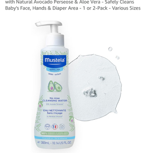 Mustela No-Rinse Micellar Cleansing Water for Babies - Made with Natural Avocado Perseose & Aloe Vera - Safely Cleans Baby's Face, Hands & Diaper Area - 1 or 2-Pack - Various Sizes