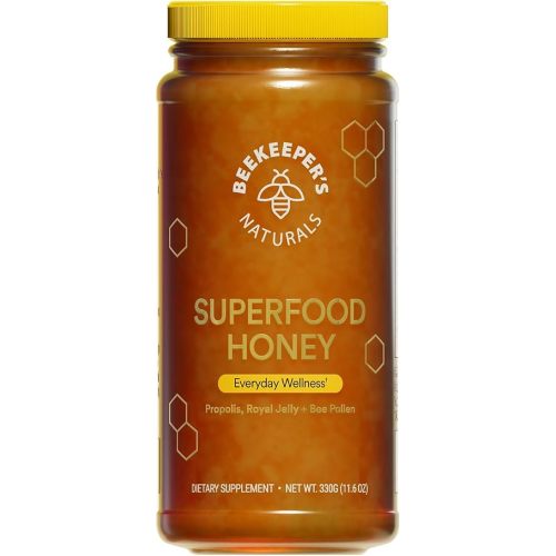 Beekeeper's Naturals Superfood Honey w/ Royal Jelly, Bee Pollen, 11.6 oz