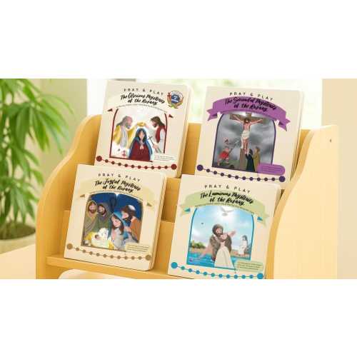Pray and Play the Rosary - Interactive Board Books (4-book Set) for Catholic Babies, Toddlers, + Preschoolers Montessori Inspired