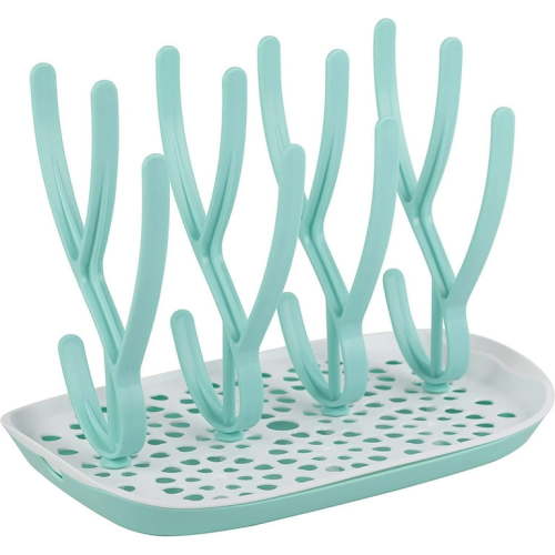 ToeZee Baby Bottle Drying Rack Space Saving Countertop Baby Bottle Holder, Drying Rack for Baby Bottles Accessories - Stores Up to 12 Bottles, Dishwasher Safe Aqua