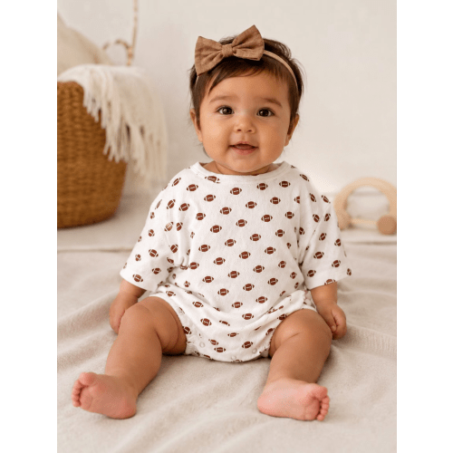 Football | Organic Cotton Pointelle Baby Clothes Bubble Romper – SpearmintLOVE