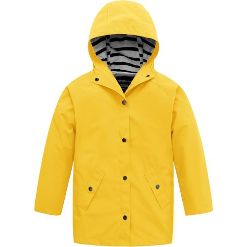 Wantdo Boys & Girls Waterproof Rain Jacket Lightweight Rain Coat Hooded Windbreaker