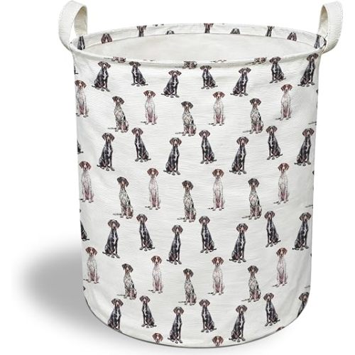 German Shorthaired Pointer Dog Laundry Basket, GSP Gifts Collapsible Laundry Hamper with Handles, Dog Clothes Toy Storage Bins Containers Basket for Bathroom Bedroom