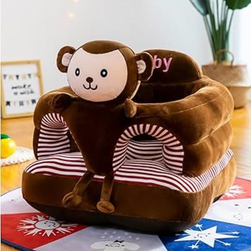 Baby Seat for 3-24 Month, Infant Back Support Floor Chair, Plush Cartoon Animals Baby Sofa, Toddler Floor Seater for Sitting Up, Portable Activity Seat for Babies (Monkey)