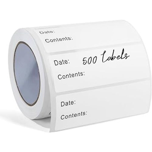 500 Pcs Freezer Labels, 1 x 3 Inch Refrigerator Food Label Stickers, No Residue, Easy Peel Off, Water & Oil Resistant, Labels for Food, Freezer Bags, Jars, and Containers