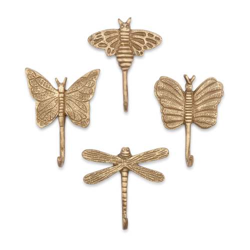 Dragonfly Antique Gold Wall Hook Set