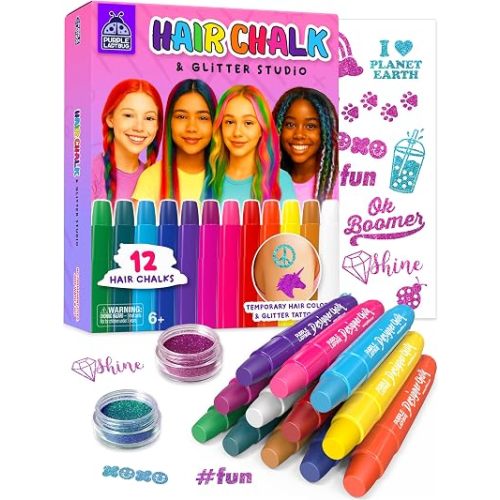 Hair Chalk for Girls, 12 Color Temporary Hair Dye, Washable Chalk Pens