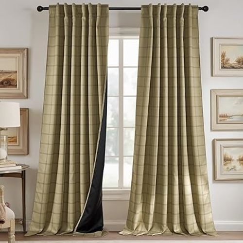 Plaid Curtains 2 Panels 96in