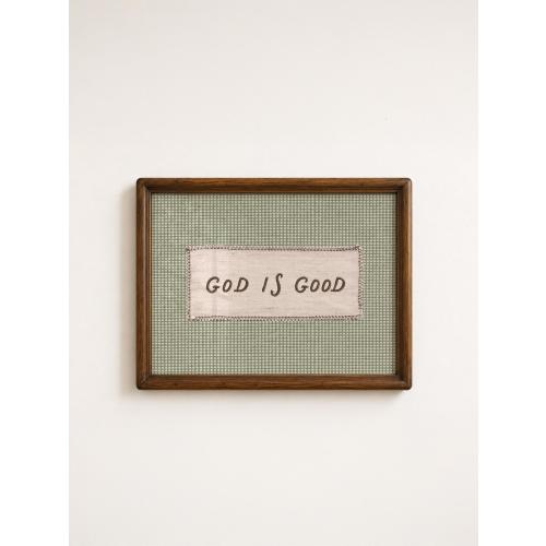 God Is Good Christian Wall Art, Minimalist Scripture Decor, Heirloom Quilt Inspired Print, Cottagecore Faith Gift for Home