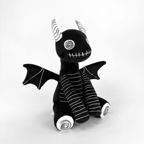 Goth Black and White Dizzy Dragon Plush