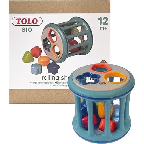 Tolo Rolling Shape Sorter | Interactive Toy for Babies 12+ Months | Includes 6 Colorful Shapes with Rattling Sounds | Develops Shape Recognition, Hand-Eye Coordination & Fine Motor Skills