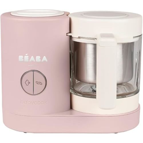 BEABA Babycook NEO Baby Food Maker, Borosilicate Glass & Stainless Steel, 42 oz. Capacity for Multi-Stage Use, Inventor & Global Leader of Baby Food Processors, Trusted for over 35 years, Cotton Candy