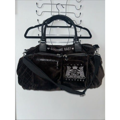 Juicy Couture Baby Y2k Luxury Vintage Brown Velour Velvet Duffel Diaper Bag