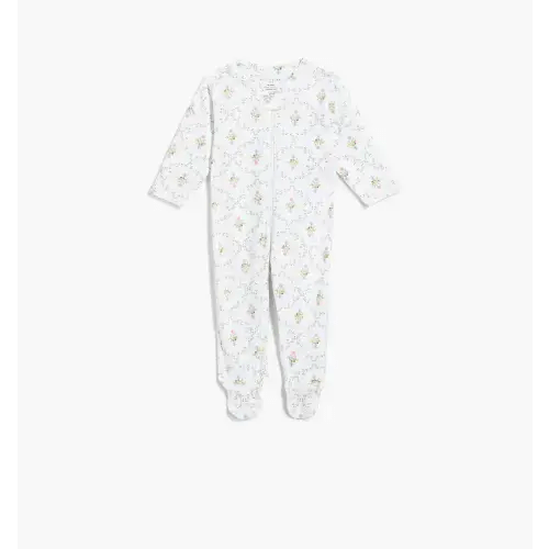 The Footie Pajama - Light Pink Trellis
