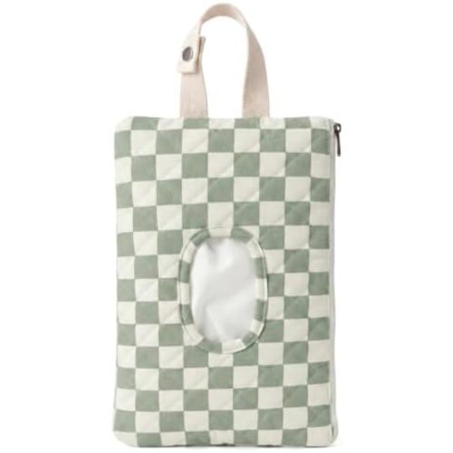 Quilted Wipes Pouch Baby Wipe and Diaper Pouch, Checkered, Green