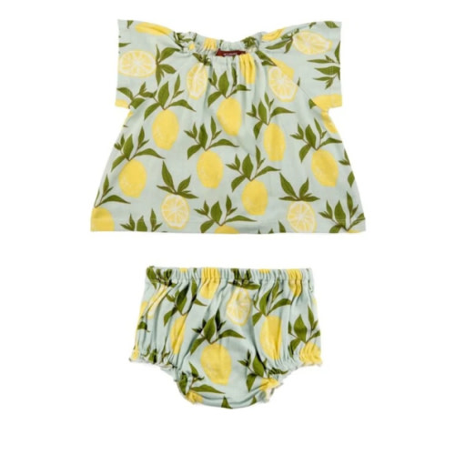Lemon Organic Cotton Dress & Bloomer Set - Milkbarn Kids Dresses | Maisonette