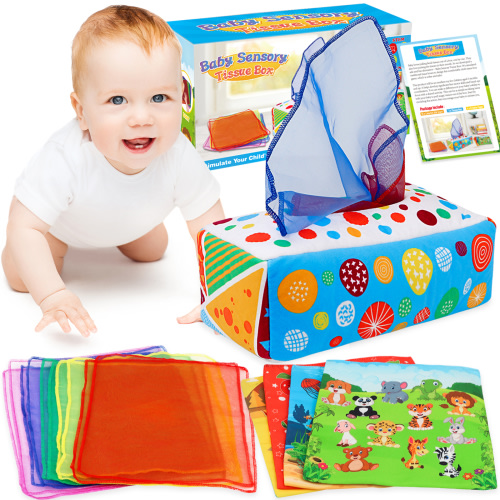 Aboosam Baby Toys 6 to 12 Months,  Montessori Sensory Toys for Babies and Toddlers Infant Early Learning Soft Baby Tissue Box Toys for Baby Gift
