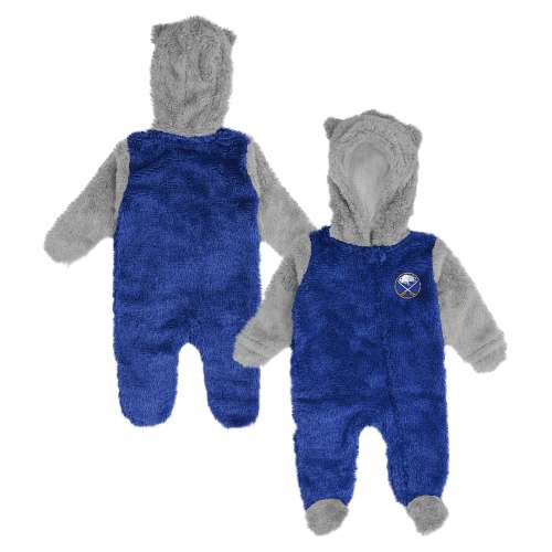 Newborn & Infant Buffalo Sabres Royal Game Nap Teddy Fleece Bunting Full-Zip Sleeper