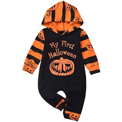 Aalizzwell Baby Halloween Outfit First Halloween Hooded Romper One-Piece Jumpsuit for Toddler Boys Girls