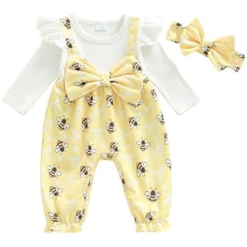 YINGISFITM Newborn Baby Girl Clothes Long Sleeve Romper One Piece Jumpsuit Fall Winter Infant Outfits 0 3 6 9 12 18 Months