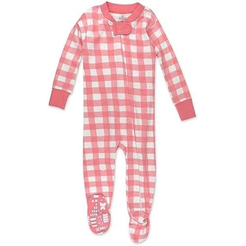 HonestBaby Non-slip Footed Pajamas One-piece Sleeper Zip-front Pjs 100% Organic Cotton for Baby Girls