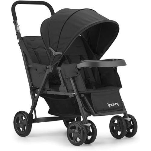Joovy Caboose Too Sit and Stand Double Stroller Featuring Universal Car Seat Adapter, 3-Way Reclining Seats, Option to Use Rear Seat, Bench Seat, or Standing Platform (Black)