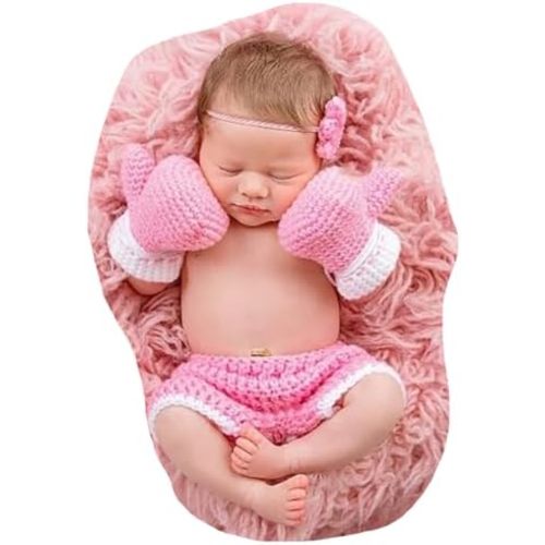 Newborn Photoshoot Outfits Props for Boys Girls Crochet Boxing Champion Gloves & Shorts Set for Unisex Baby Photography