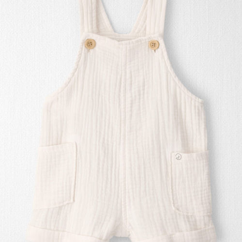 Baby Gauze Sleeveless Shortall in White | Carter’s Oshkosh Canada