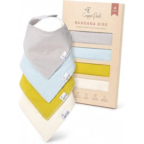 Copper Pearl Baby Bibs 4 Pack & 6 Pack, Bandana Drool Bibs for Baby Girl & Boy, Soft Cotton Bibs for Drooling and Teething