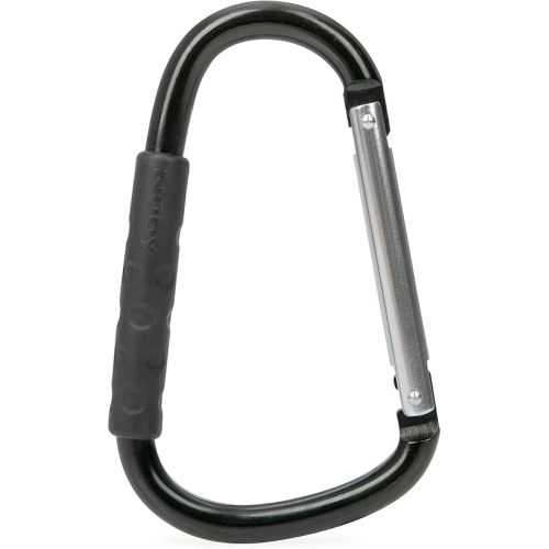 Nuby Large Handy Hook Carabiner Stroller Clip with Textured Soft Grip, Black