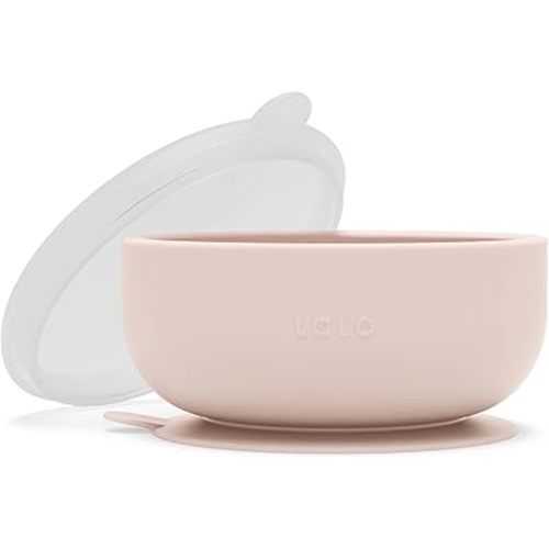 Lalo Suction Bowls - 100% Silicone, Non-Toxic, BPA-Free Baby Bowls with Suction Base To Prevent Accidental Spills and Tip-Overs - Kids Dinnerware, Baby Led Weaning Supplies - Grapefruit