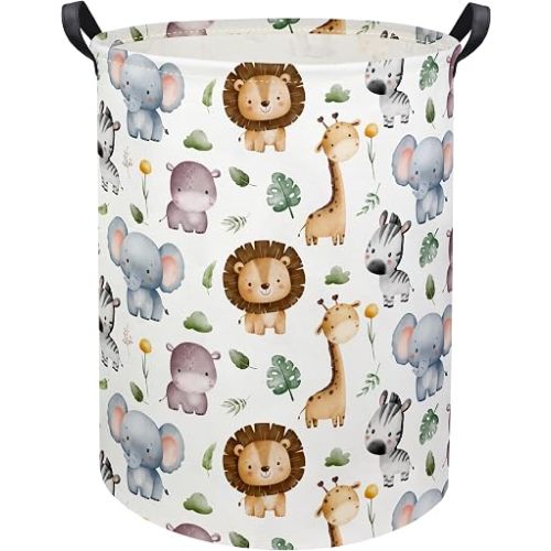 Baby Laundry Hamper Basket Baby Hamper for Nursery Boy and Girl Cute Storage Bin Organizer Animal Room Decor(Animal)