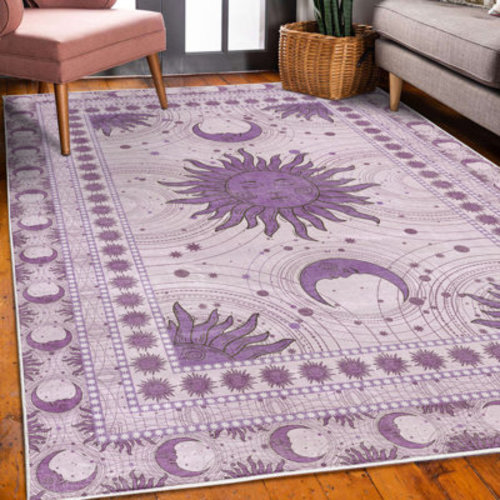 Bungalow Rose Sun and Moon High Density Long Fiber Poly Threads Decorative Area Rug Carpet & Reviews | Wayfair
