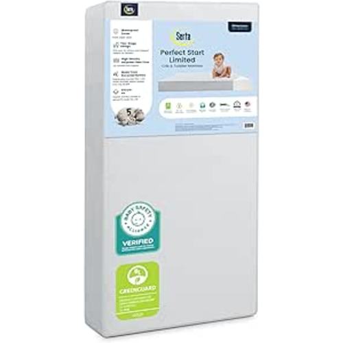 Serta Perfect Start Limited Dual Sided Baby Crib Mattress and Toddler Mattress, Breathable Fiber Core, GREENGUARD Gold Certified, Waterproof, 7 Year Warranty, Made in USA
