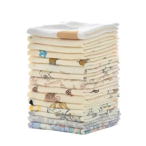 MUKIN Baby Washcloths, Natural Cotton Face Towels, 15 Pack, 12x12 inches