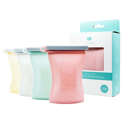 Junobie Infant/Toddler Milk & Snack Storage Bags 4-Pack Bundle (Norah,