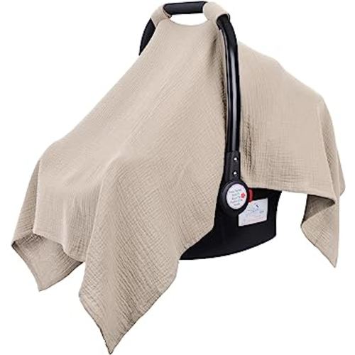 Metplus Muslin Car Seat Cover for Babies - Carseat Stroller Cover Infant Stroller Covers for Boys and Girls, Breathable & Lightweight, Fits Most Strollers & Baby Car Seats