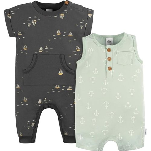 Gerber baby-boys Short Leg and Long Leg Romper Set