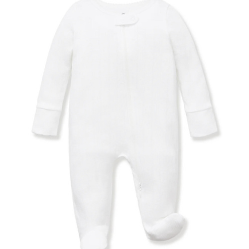 Baby's Pointelle Footie Romper in White