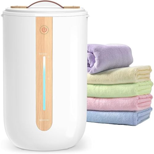 Keenray Towel Warmer for Bathroom, Towel warmer bucket with Heating Progress Bar, Fragrance Disc Holder, Leather handle, Auto Shut-off Towel Bucket Fits Up to Two 40" x 70" Towels, Bathrobes, Blankets