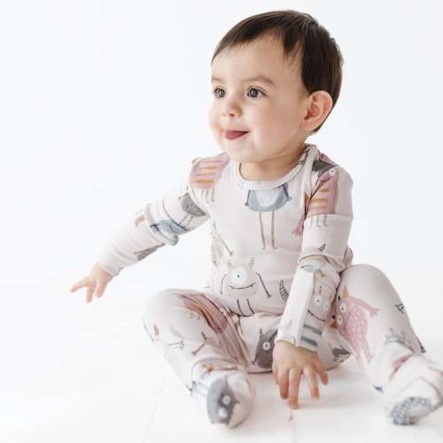 Pink Little Monsters Day to Night Romper Luxe Edition | Cotton Bamboo Blend