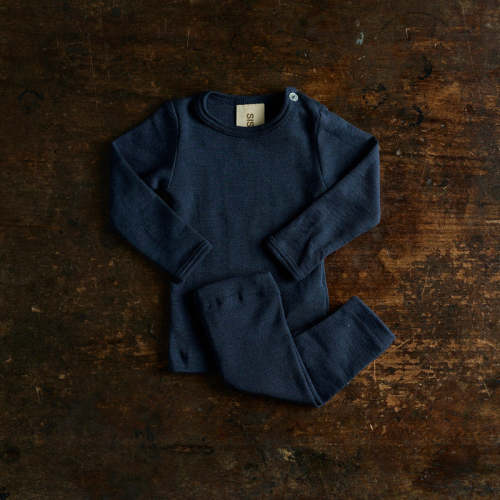 Lark Top & Finch Leggings Baby Set - Merino Wool & Silk - Night Ocean