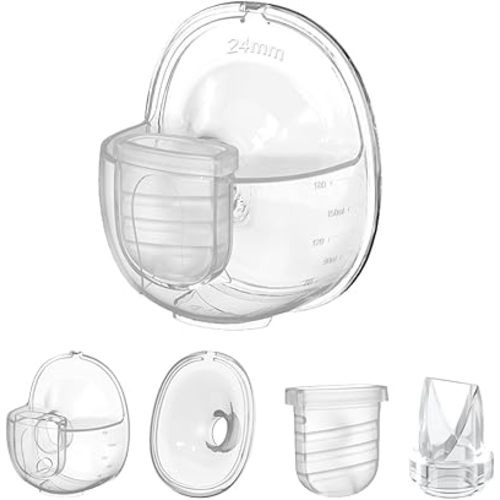 One Full Set S32 Breast Pump Parts with 24mm Flange Compatible with NCVI Nuliie NICEGREEN Life Zooawa S32 Breast Pump Replacement Parts, Flange,Valves,Diaphragms,Collector