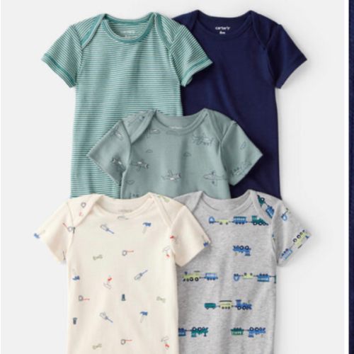 Baby Boy 5-Pack Train Multipack Bodysuits - Green/Blue | Carter's