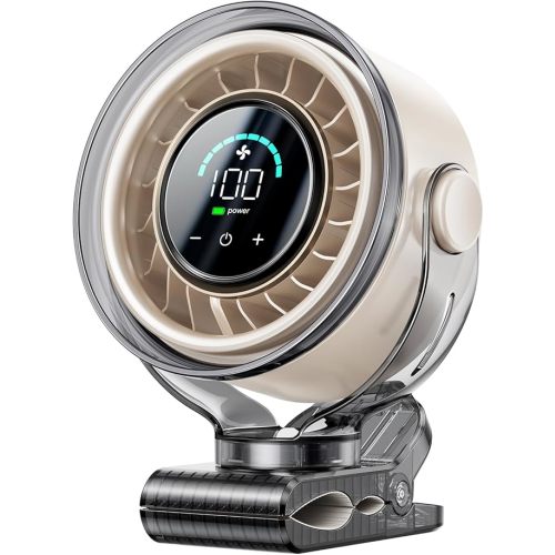 Clip on Fan, Rechargeable USB Fan with Sturdy Clamp, LED Display, 100 Speeds, 3000mAh Battery, 360° Rotation, 5.5 Inch Portable Fan for Stroller Bed Camping Treadmill Car White