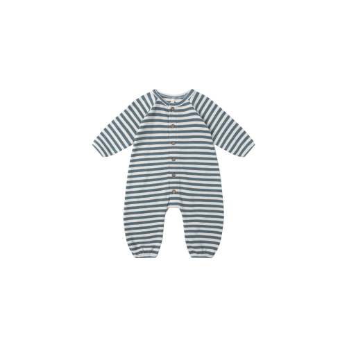 WAFFLE LONG SLEEVE JUMPSUIT || OCEAN STRIPE - Sweet E's Children's Boutique