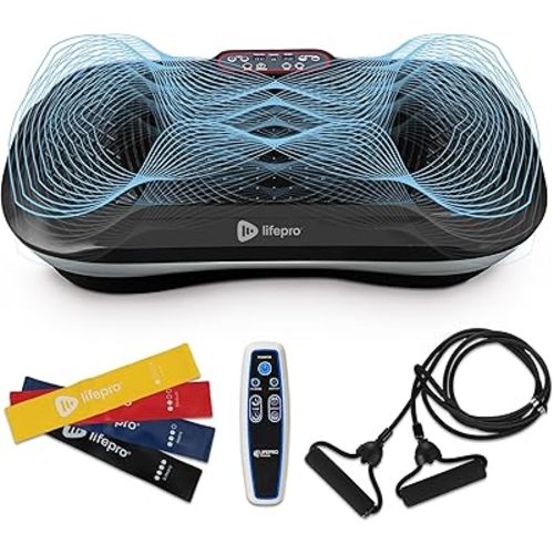 Lifepro Waver Vibration Plate Exercise Machine for Lymphatic Drainage, Muscle Activation, Full-Body Workout Vibrating Platform with Loop Bands, Fitness Equipment for Strength Toning & Fat Loss