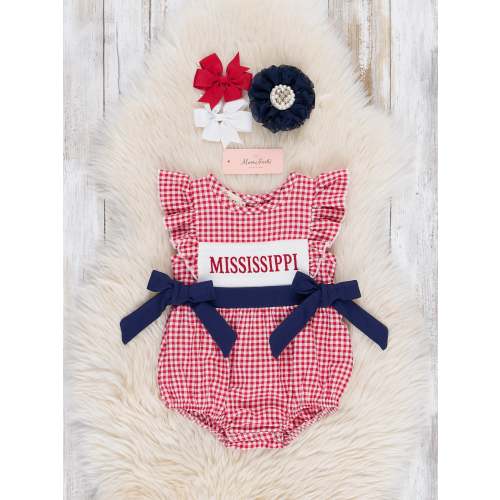 Mississippi Smocked Gingham Bubble Romper